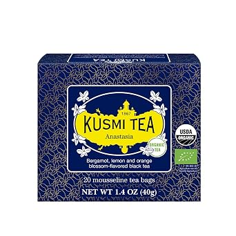 Kusmi Tea - Anastasia - Organic Black Tea with Bergamot & Lemon - Flavored with Orange Blossom - Caffeinated Tea - Inspired by the Iconic Earl Grey Tea - 20 Tea Bags