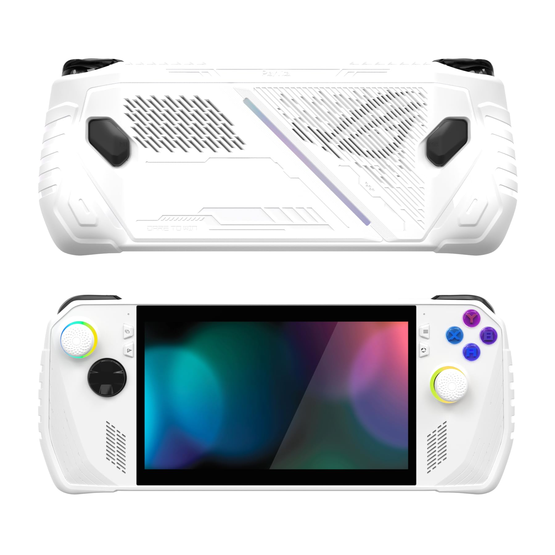 PlayVital Cover Protettiva per ROG Ally, Custodia TPU Grip Antiscivolo e Copri Levette Analogiche, Accessorio per Console, Antigraffio, Antiurto, ABSOLUTE - Bianco(Non per Rog Ally X)