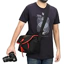 adventIQ Camera Bag Compact Retrospective Camera Shoulder Bag for DSLR/SLR & Mirrorless – Fits Nikon, Canon, Sony – Camera Bag for Travel – Shockproof Sling Case for Lens – Water-Resistant Black Red gallery image