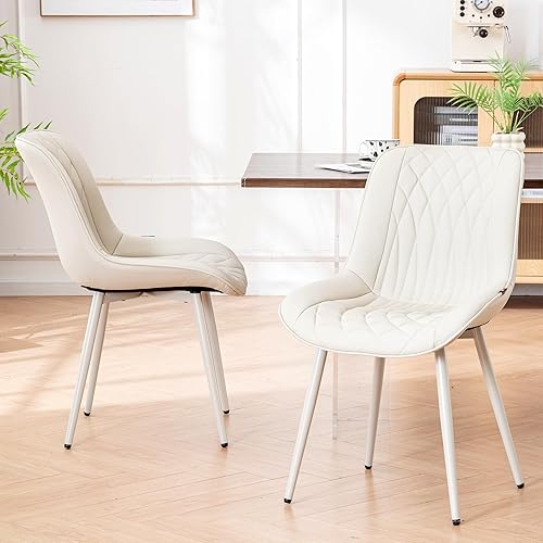 YOUNIKE Juego de 2 sillas de comedor con respaldo alto, sillas modernas de cocina y comedor de mediados de siglo, tapizadas de piel sintética, silla