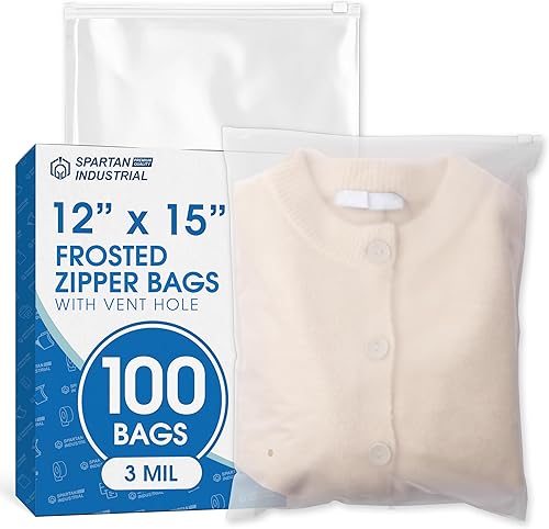 Miniatura 12 de Spartan Industrial - 9 x 12 pulgadas (100 unidades) Bolsas de plástico esmeriladas con cierre de cremallera de 3 mil con cierre resellable