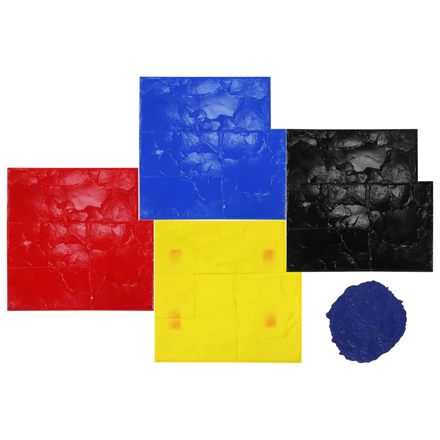 Concrete Texturing Skin 24x24in Concrete Stamps Mats Set 5 PCS Polyurethane Stamp Stone Tile Texture Mat for Walls/Floors