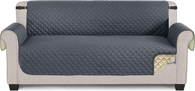 TAOCOCO Sofa Protectors 3 Seater,Slipcover for Sofa,Sofa Cover for Pets,Sofa Slipcovers for Kids with Elastic Strap,Washable Sofa Cover Protect for Pets(Dark Grey)