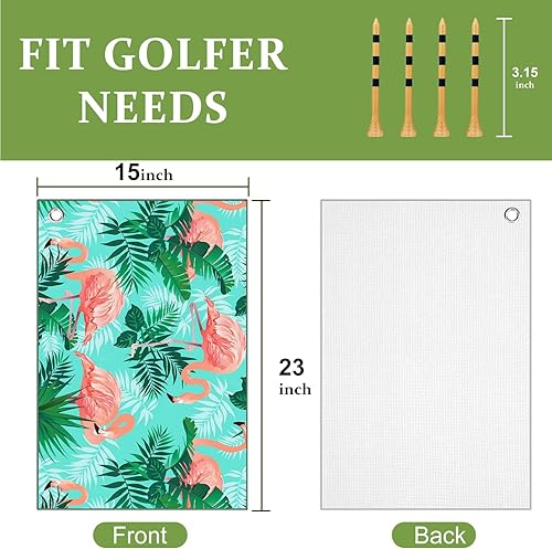 Miniatura 3 de Toalla de golf con clip para bolsas de palos de golf para hombres y mujeres, accesorios de golfistas, regalos, hojas de pájaros, microfibra grande,