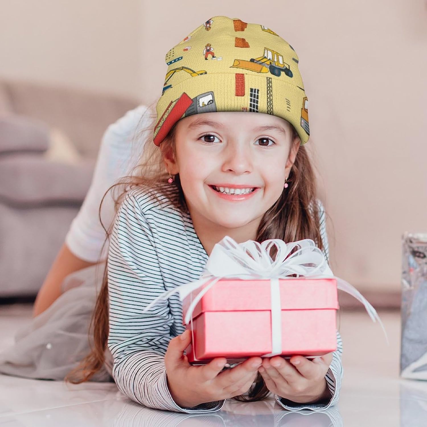 Multicolor Construction Trucks Tractors Kids Beanie Hat for for Girls Boys Children Cap Winter Knitted Chemo Cancer Headwear Accessories Gifts Decoration - Image 7