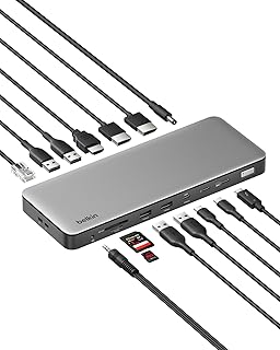 Belkin Connect Thunderbolt™ 4 Dock, Docking Station 14-in-1 96W con supporto triplo display 4K 60Hz, trasferimento dati 40Gbps, porta Ethernet 2.5Gb, Daisy Chain fino a 6 dispositivi, Hub di