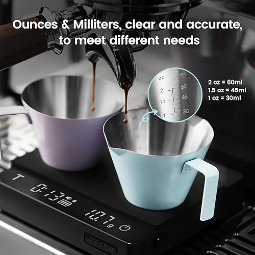 Miniatura 6 de MHW-3BOMBER Taza medidora de café expreso con taza de salsa de 3 onzas, taza de café expreso, taza de vertido de acero inoxidable para salsa de