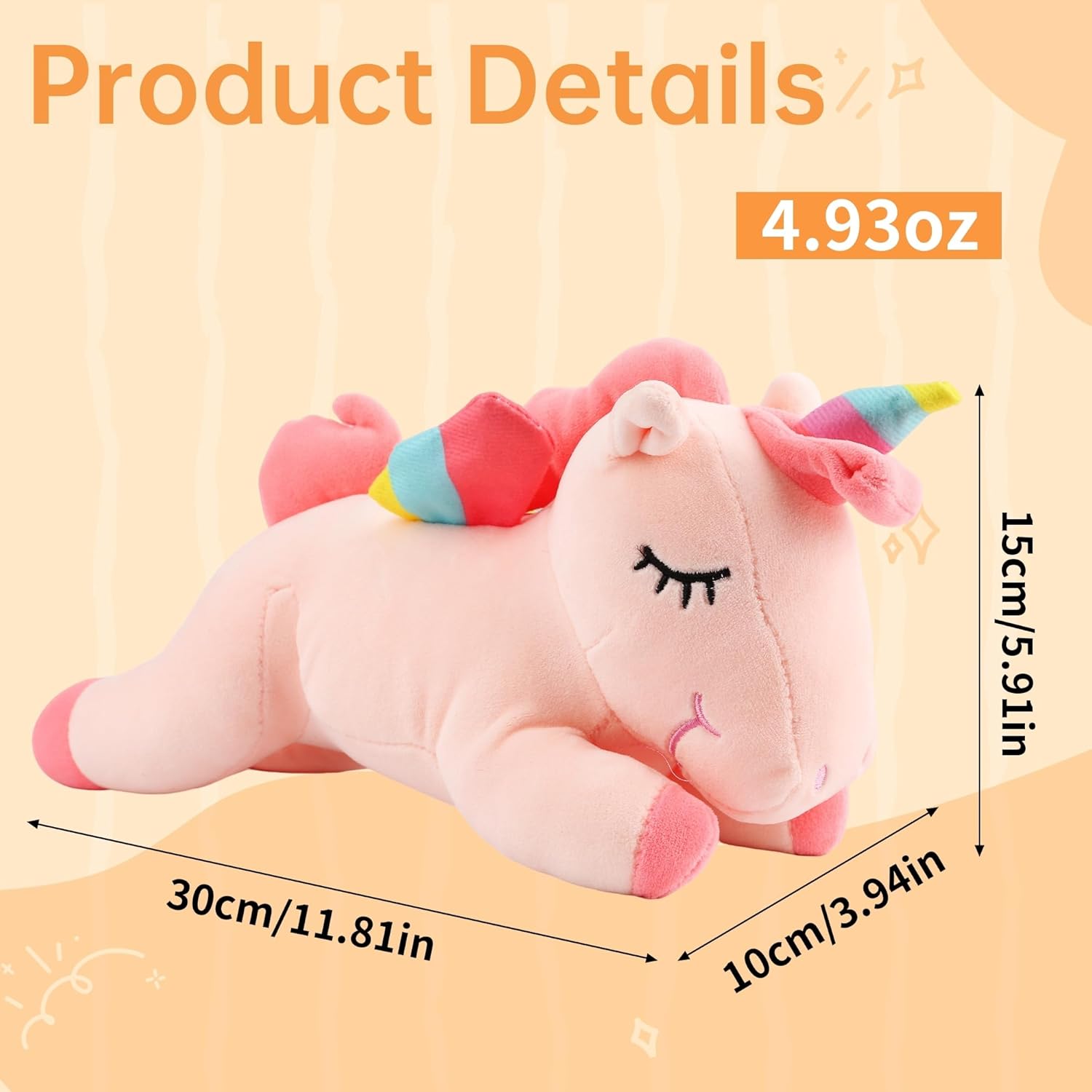 Sleeping Unicorn Stuffed Animal, 12 Inches Unicorn Plush Toys for Girls Women Girlfriend, Pink Soft Plush Hugging Pillow, Cute Lovely Stuffed Animal Cuddle Toy Gifts for Valentine Christmas Birthday - Image 9