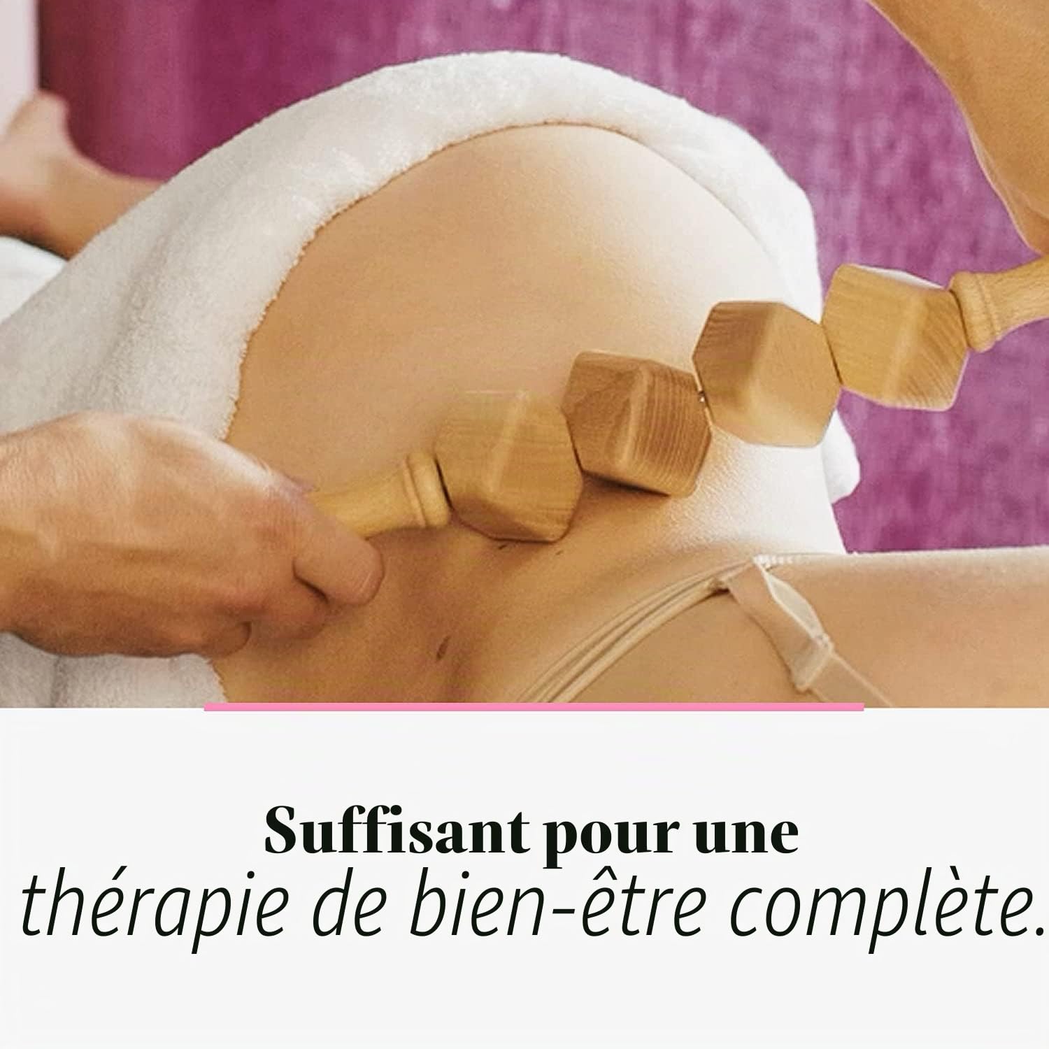 tuuli Lot de 2 rouleaux de massage anti-cellulite avec poignée en bois