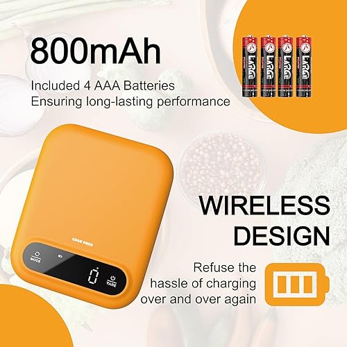 Miniatura 7 de Báscula digital de alimentos de 11 lb0.01 oz, báscula de cocina digital de gramos y onzas para pérdida de peso, hornear y cocinar, pantalla LED