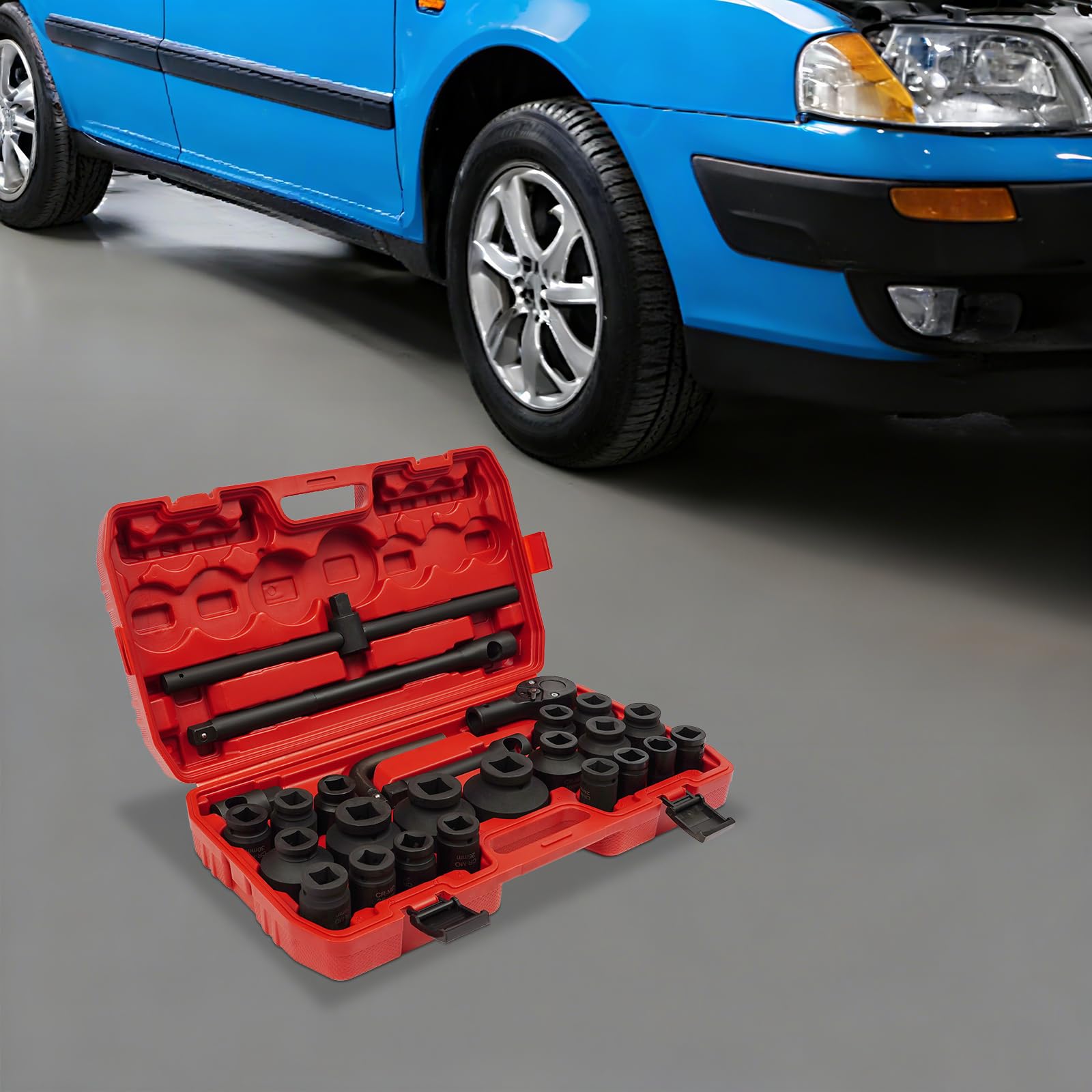 Set di chiavi a bussola professionali da 3/4" e 1", 21-65 mm, 26 pezzi, per riparazioni auto, modifiche