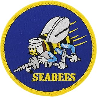 United States Navy USN Seabees Embroidered Patch, with Iron-On Adhesive (Full Color)