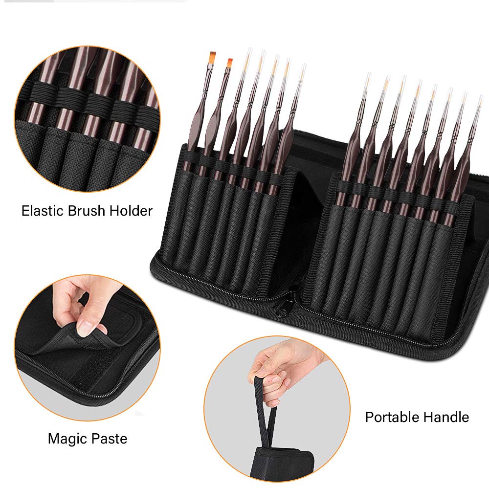Detail Paint Brush Set,15Pcs Miniature Painting Brushes Kit