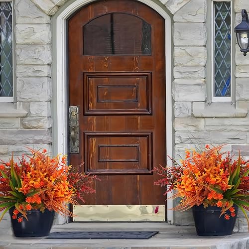 Miniatura 7 de Plantas artificiales de otoño, 10 paquetes de plantas sintéticas de otoño para interiores y exteriores, mezcla de plástico falso, flores