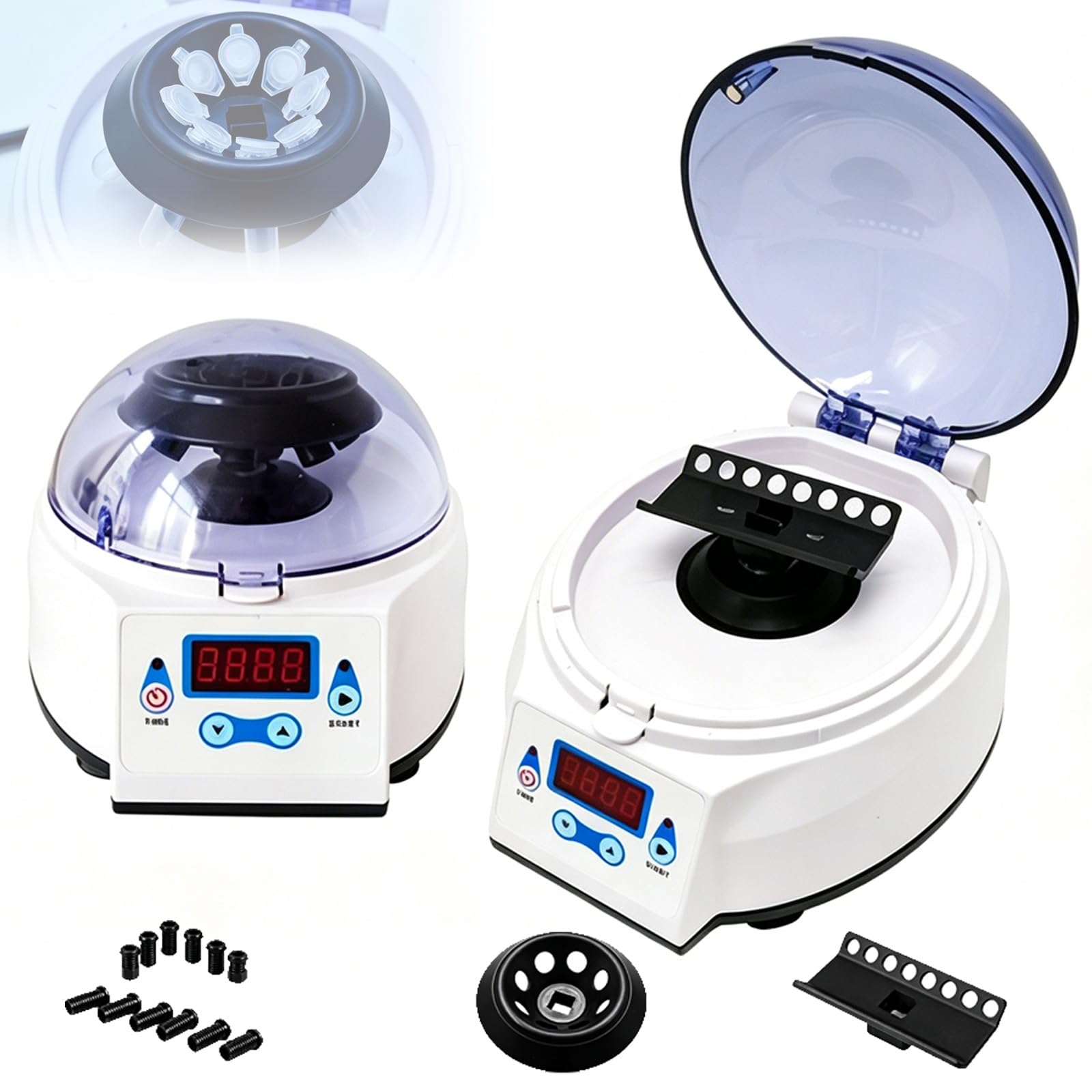 Mini máquina centrífuga con pantalla digital, función de temporizador, tubos de 0,2/0,5/1,5/2 ml for laboratorio, separación de micromuestras, investigación bioquímica(4000rpm)