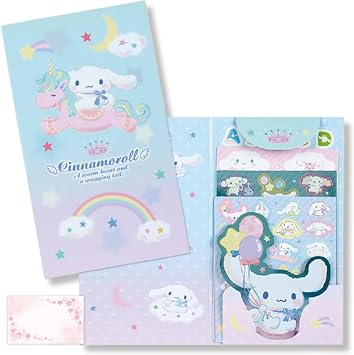 SanrioOriginal Cute Character Volume Sticker Set Japan Import - Includes Cherry Blossom Message Card Cinnamoroll