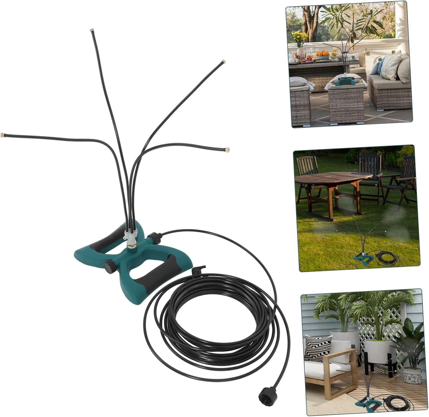 1 Set Portable Outdoor Misting System Freestanding Water Mister for Garden Cooling Lightweight Easy Setup High Efficiency Cooling for Hot Summer Days Connects to Standard Hose