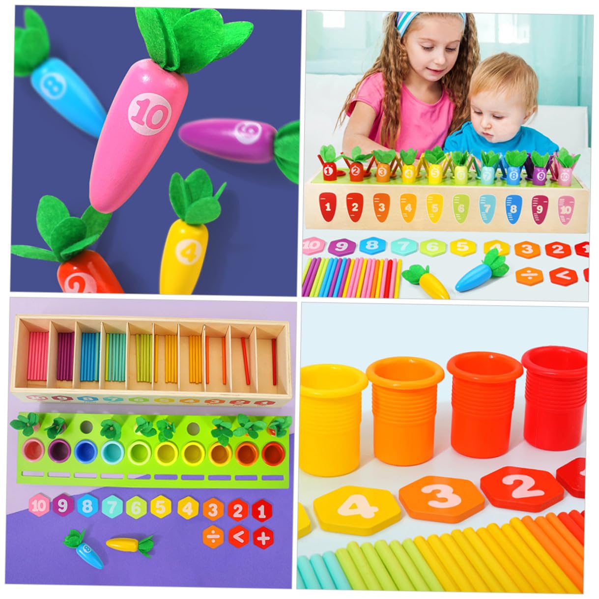 SUPVOX Juguete de Aprendizaje Interactivo de Madera 1 Set, Zanahoria