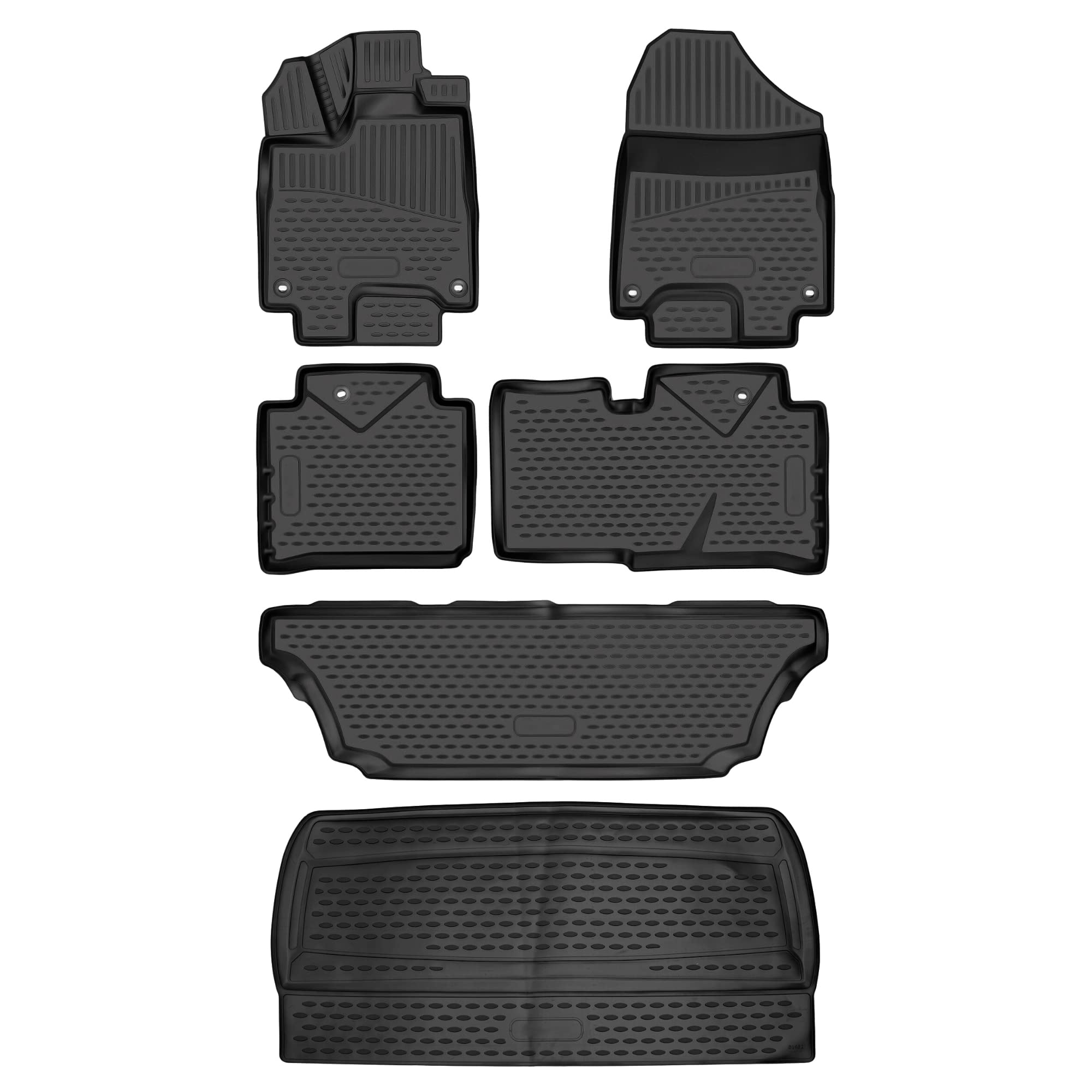 Photo 1 of Fits 2018-2023 Honda Odyssey Floor Mats Front & 2nd, 3rd Row Seat Liner Set and Cargo Liner Trunk Set 3D Custom Fit All-Weather Full Set Liners, Short Trunk mat Behind 3rd Row (Black)