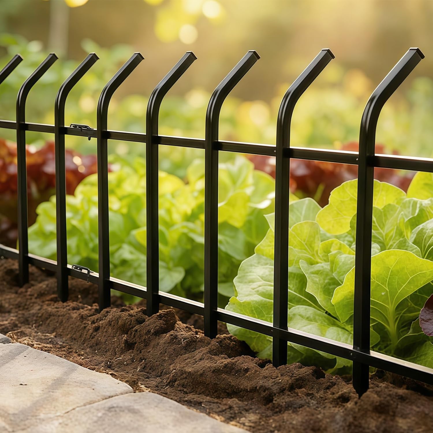 Decorative Metal Garden Fence 18'' Hx 22'' W,7.3 FT Total Length Heavy Duty Garden Fencing, No-Dig Easy Installation Fence Border, Ideal for Yard Small Flower Beds & Pathways (4 Panels)