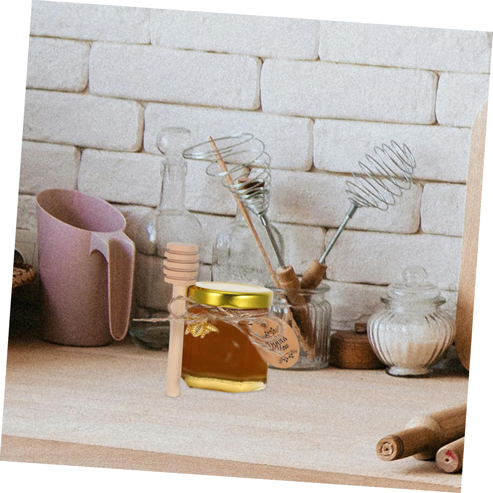 Vasetti di Vetro Esagonali da 45ml, 20 Set con Mestolo di Legno