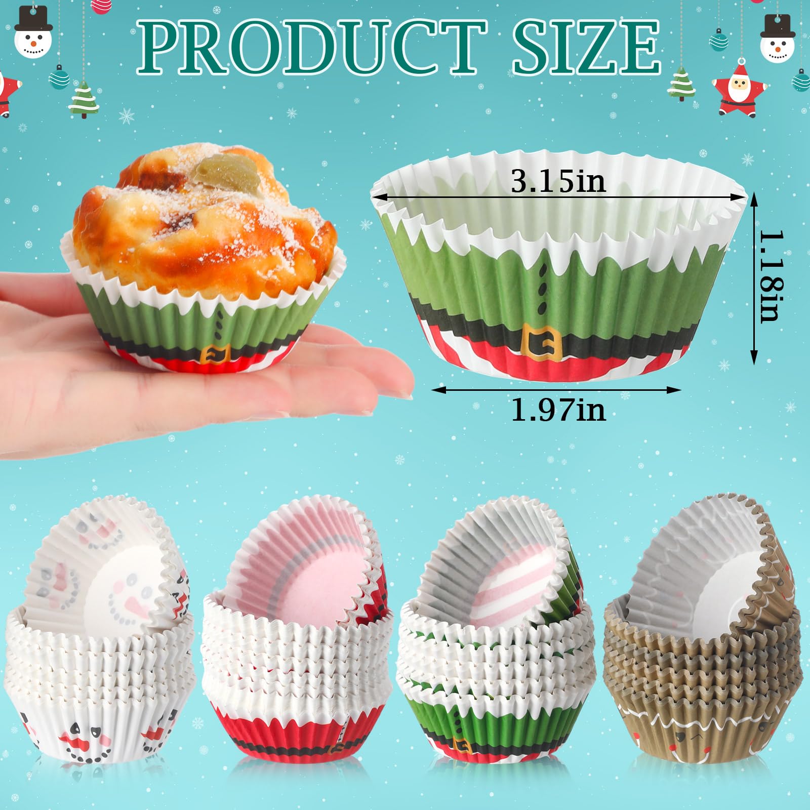600 Weihnachts-Cupcake-Förmchen - 10 Verschiedene Motive Für Festtags-Backstube Und Party-Deko