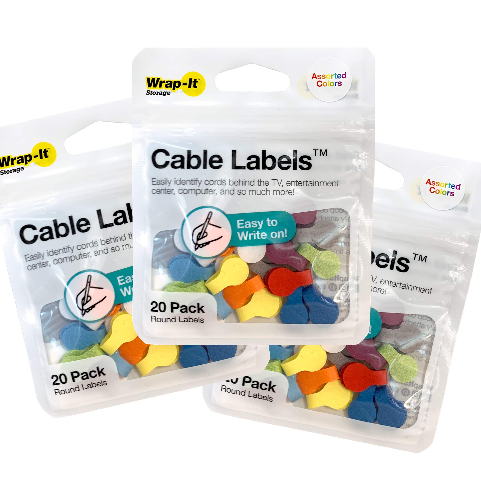 Cable Labels by Wrap-It Storage, Mini, Multi-Color (60 Pack) Colorful Cord Labels, Wire Labels, Cable Tags and Wire Tags for Cable Management and Organizer for Electronics, Computers and More