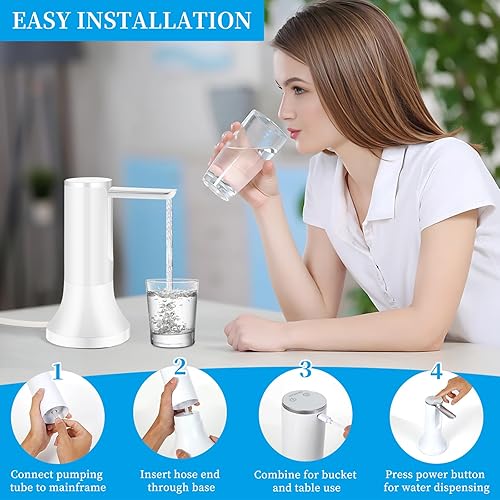 Miniatura 4 de WIFER - Dispensador de botellas de agua de escritorio con base extraíble, bomba de botella de agua plegable eléctrica portátil para botellas de 5