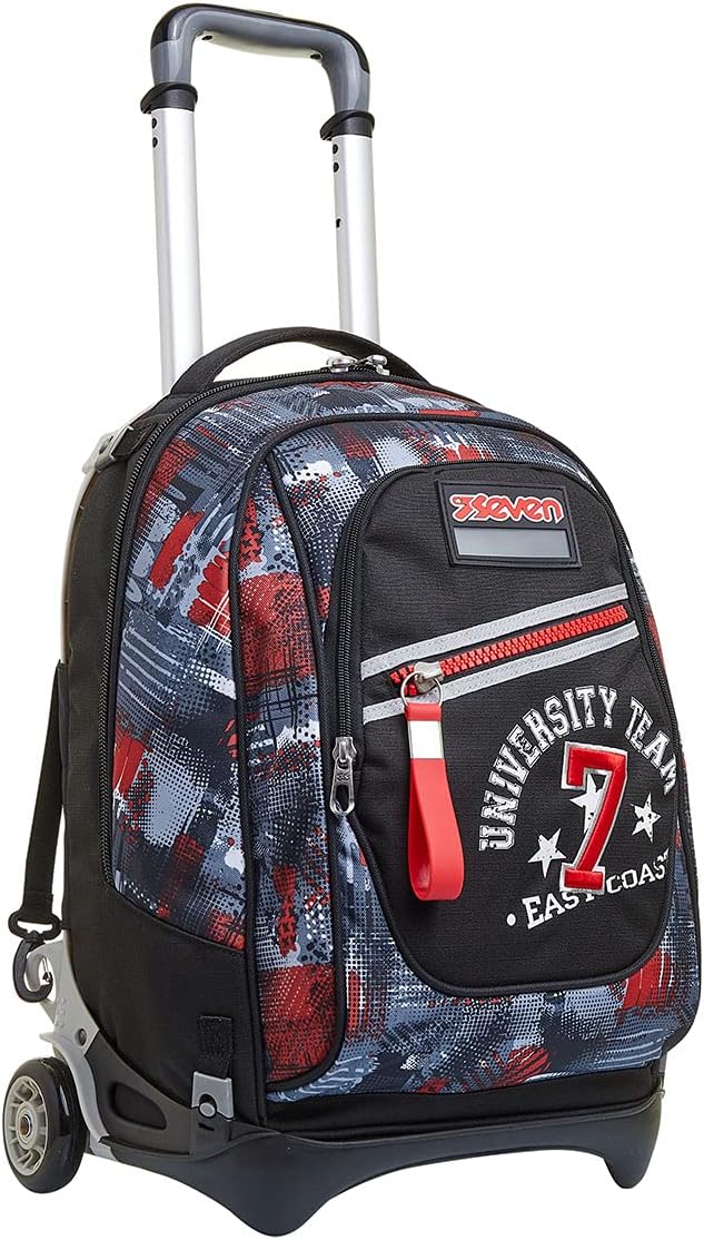 Rolling backpack, NEW TECH COLLEGE WORLD Wheeled Book Bag, 3 in 1, Detachable Backpack + Trolley, for Teen, Girls&Boys, For School, Sport, Free Time, Laptop Sleeve, Italian Design, black