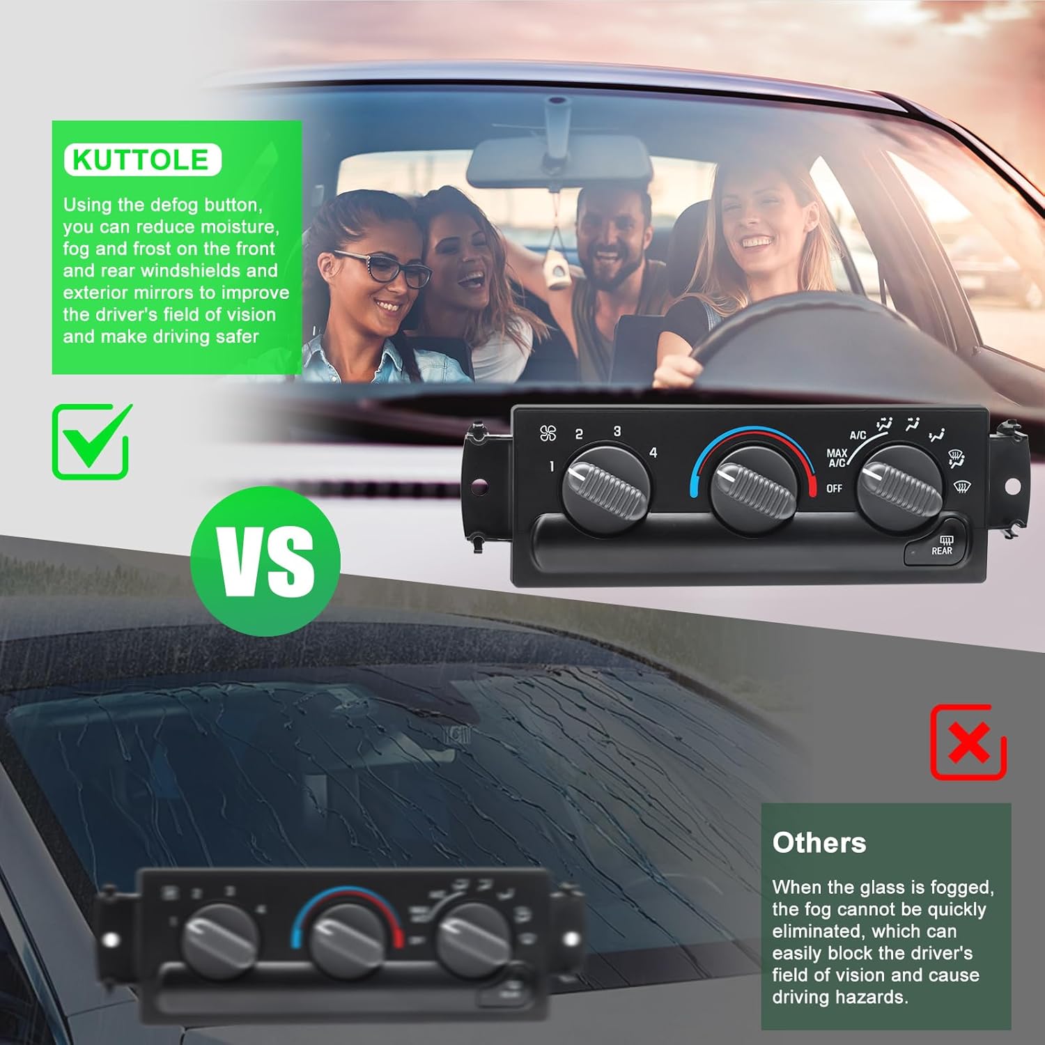 Exact Fit HVAC Heater AC Control Panel w/Rear Defroster for 1999-2005 Chevy Blazer, 1999-2001 GMC Jimmy, 1999-2002 Olds Bravada - Replaces OEM 599-261 15098966 16250535