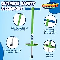 Vista 5 de Geospace Jumparoo BOING! JR. Steel POGO STICK by Air Kicks, pequeño para niños de 50 a 90 libras, diversión activa al aire libre que promueve