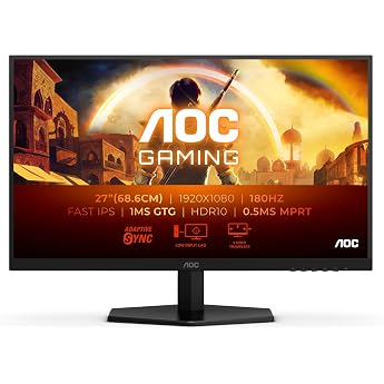 AOC Gaming 27G42E 27-Inch Full HD Monitor, 180 Hz, 1 ms, FreeSync Premium, G-Sync Compatible, HDR10 (1920 x 1080, 1 x HDMI 2.