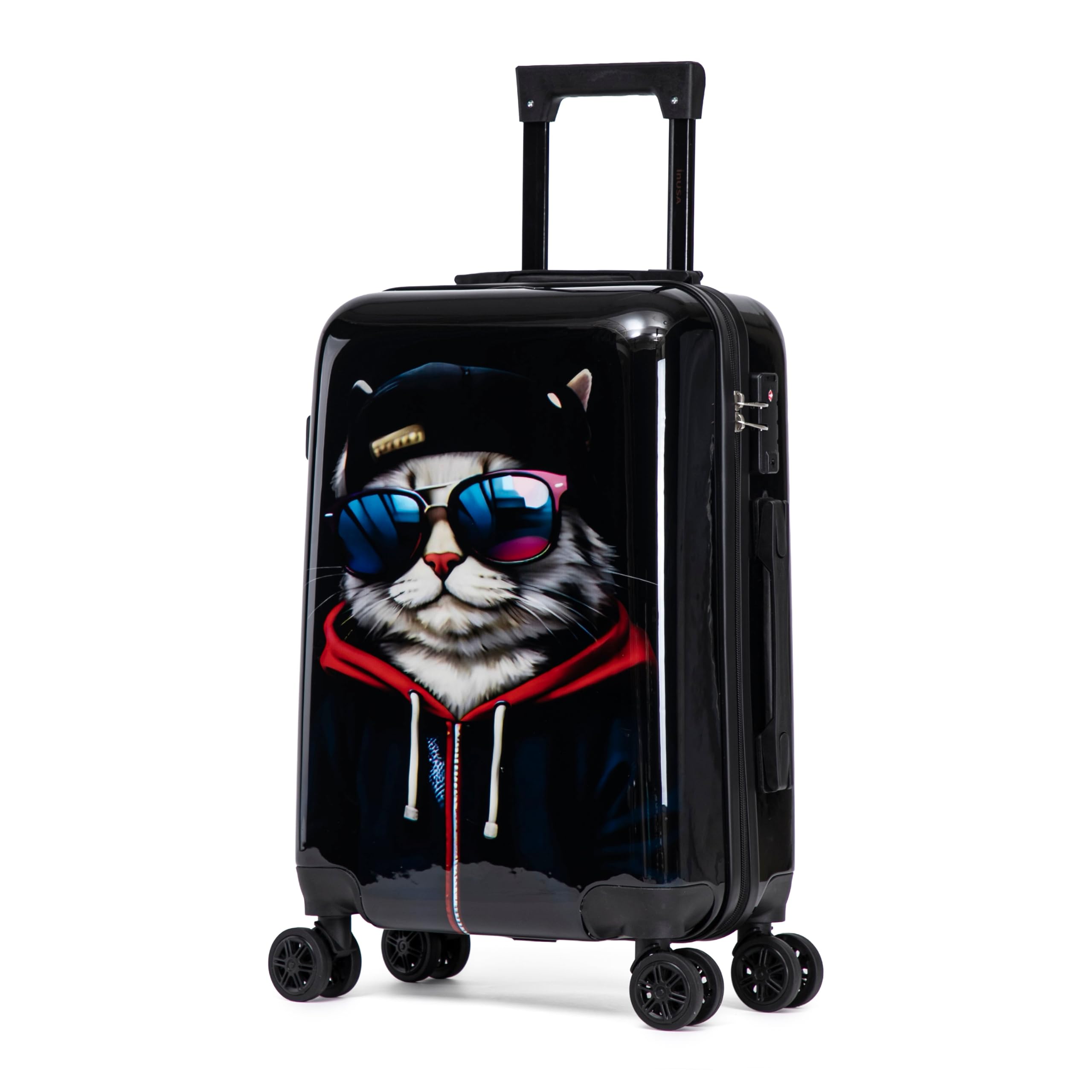 InUSA Cat Print 20-Inch Carry-on Hardside Spinner Luggage Durable TSA Lock