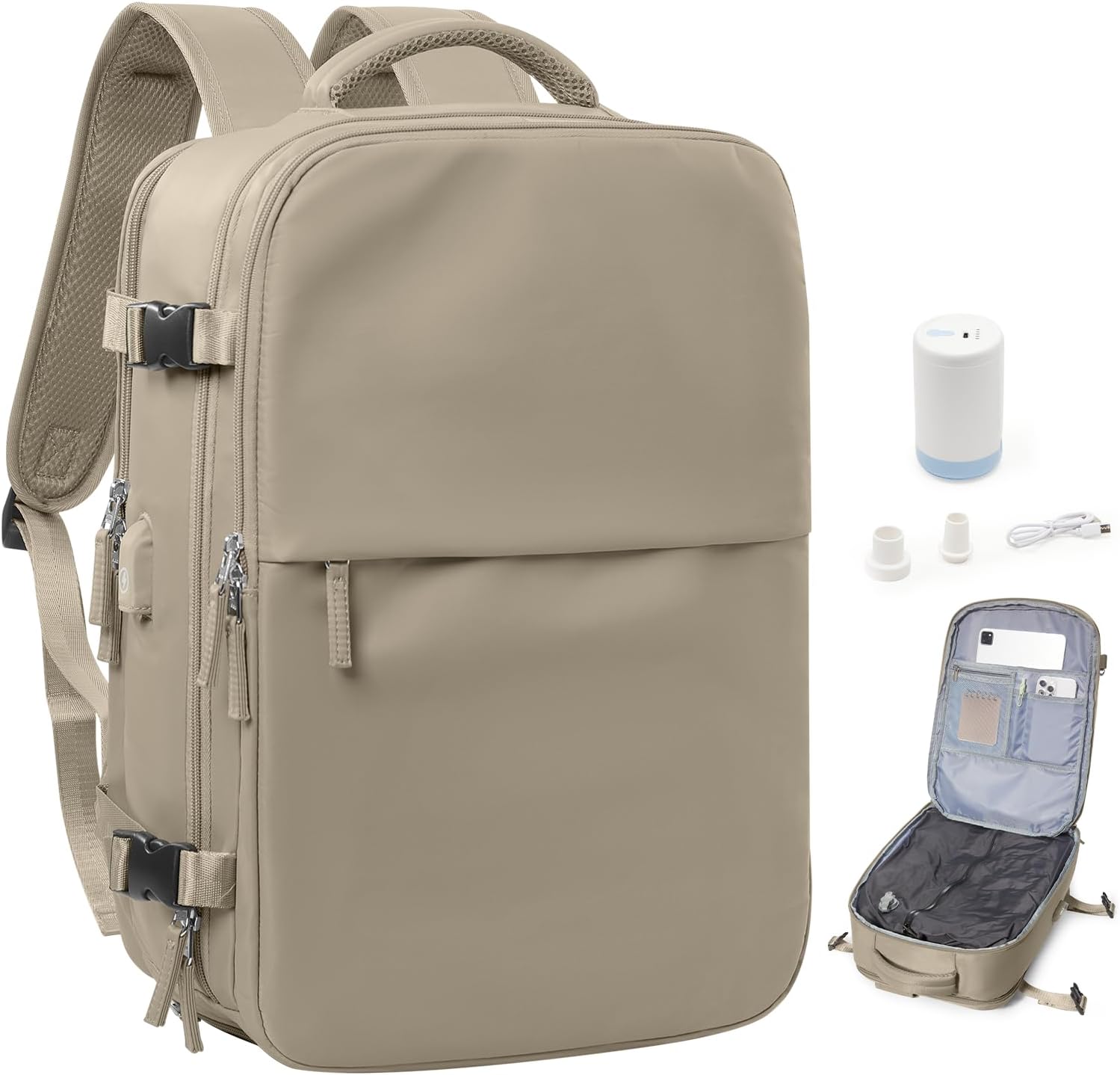 Vacuum Backpack Travel Bag with Pump, Vacuum Compression Backpack for Women Men, Ryanair Cabin Bags Carry On Personal Item Luggage Bag
