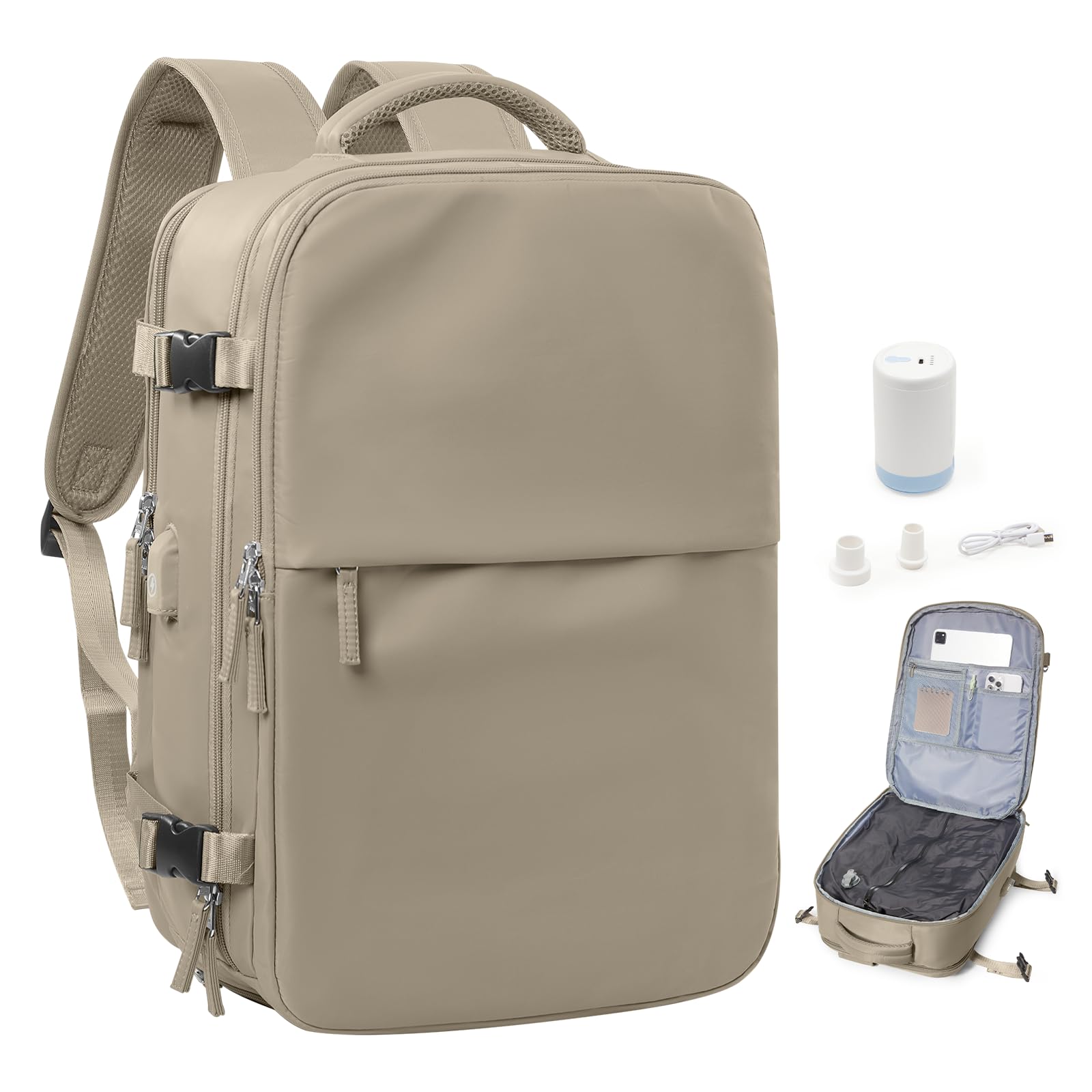 Vacuum Backpack Travel Bag with Pump, Vacuum Compression Backpack for Women Men, Ryanair Cabin Bags Carry On Personal Item Luggage Bag