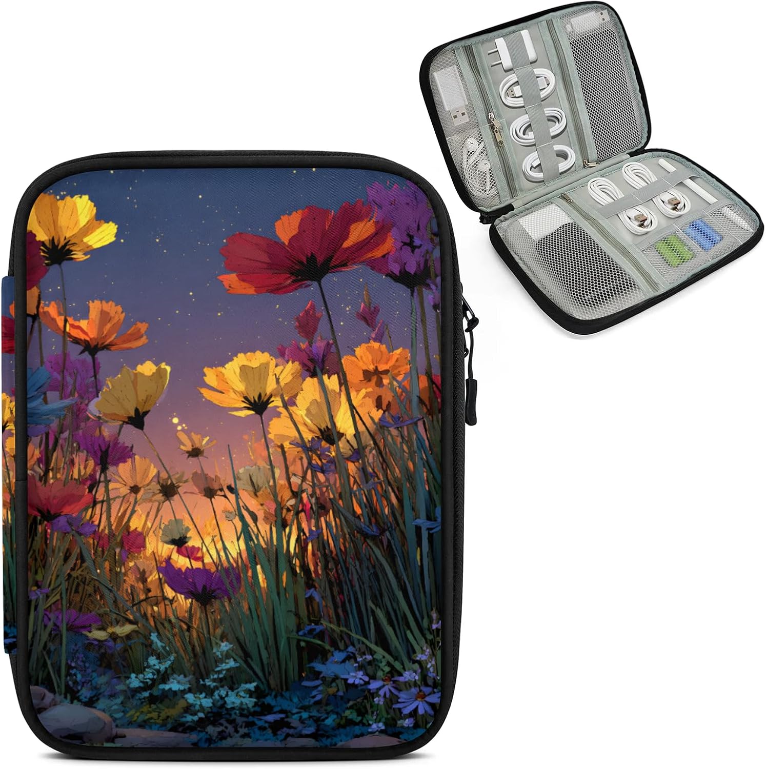 TropicalLife Colorful Summer Flowers Travel Cord Organizer Case