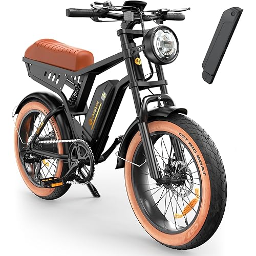 isinwheel Electric Bike Adults 750/1500W Ebike 20/28MPH, 55-75 Miles Electric Motorcycle with 10.4/13AH Battery, 20" Fat Tire Electric Dirt Bike 7-Speed E-Bike Full Suspension, R/L Turn Headlight