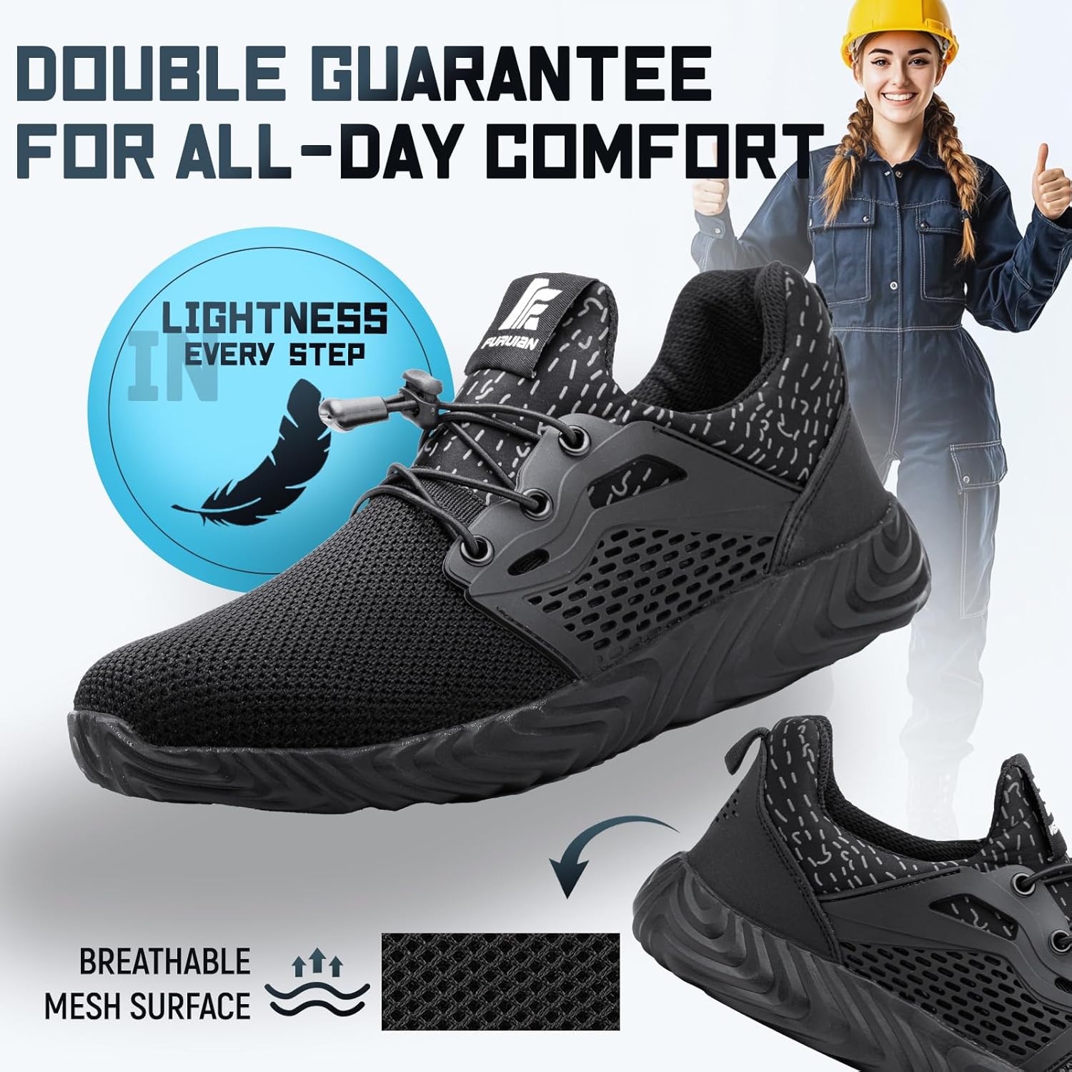 Furuian Steel Toe Indestructible Shoes Men Women Lightweight Puncture Resistant Safety Work Shoes Sneakers for Construction Working Breathable - Image 5