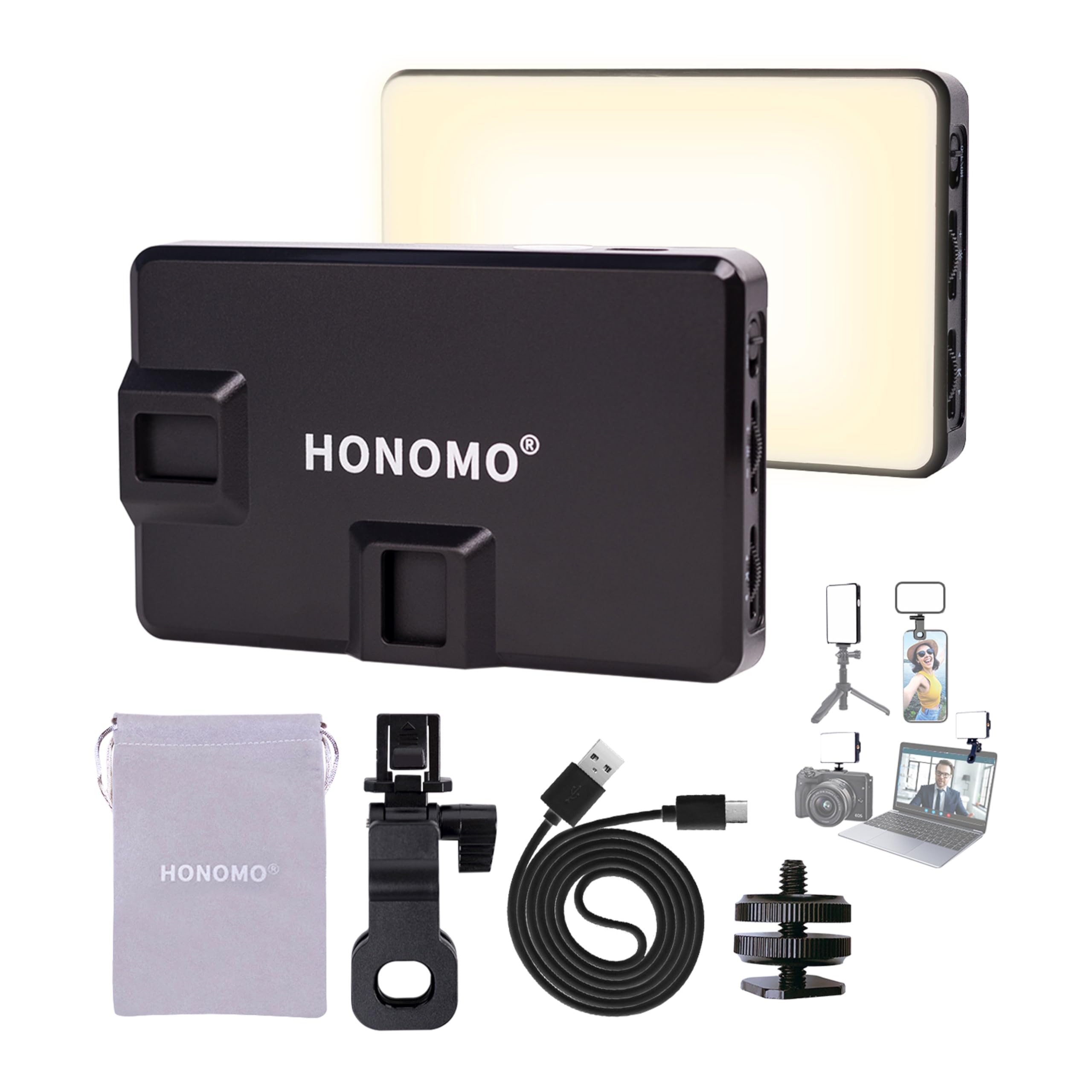 120LED 3000mAh Luz de selfie recargable, tamaño de bolsillo, clip de luz de relleno compatible con teléfono, cámara y portátil para fotos, videos,transmisión en vivo de Tiktok,reuniones de Zoom
