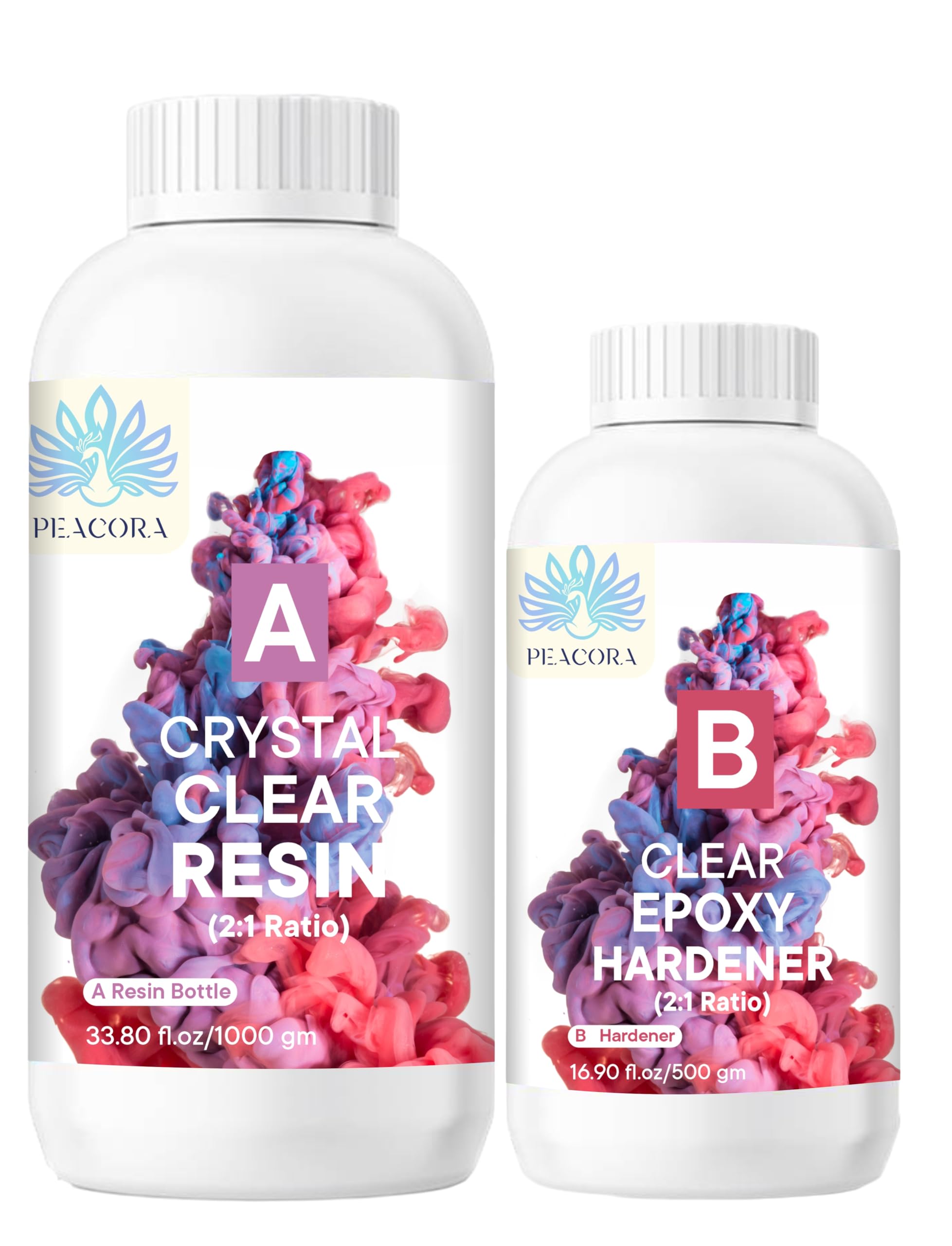 Crystal Clear 2:1 All In One Epoxy Resin and Hardener Art Kit for Beginners & Professional High-Gloss Odor-Free Bubble-Free Non-Yellowing Self-Leveling UV-Resistant (1.5kg resin hardener)