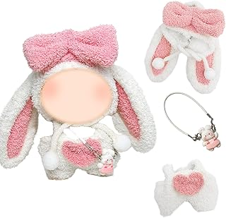 Ropa para muñeco de Peluche de 17 cm, Mono de Conejito de 17 cm, Ropa para Mini muñeco de Peluche de 17 cm con Gorro de Co...