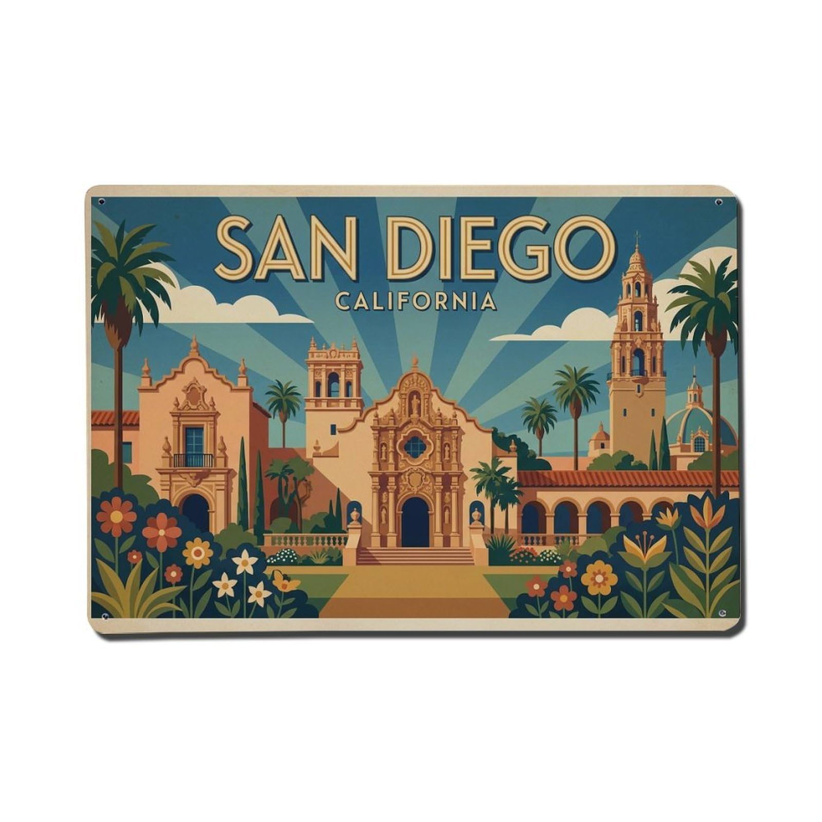 Xanthor Style Vintage Travel Usa San Diego Metal Tin Sign