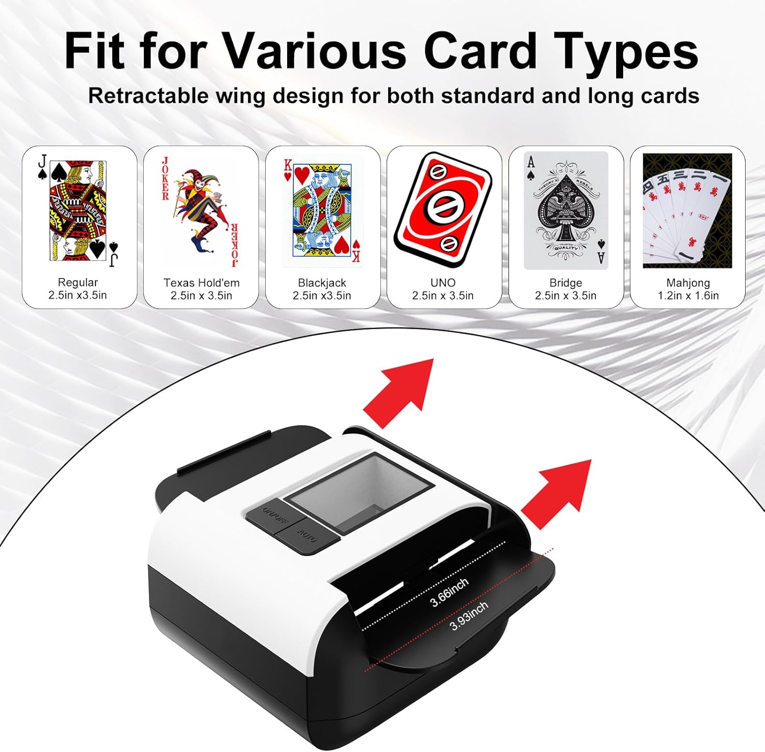 Automatic Rechargeable Card Shuffler Machine for 1-2 Decks, Low Noise Dual Mode Electric Card shuffler for UNO, Texas Hold’em, Blackjack, Skip-Bo, Phase 10