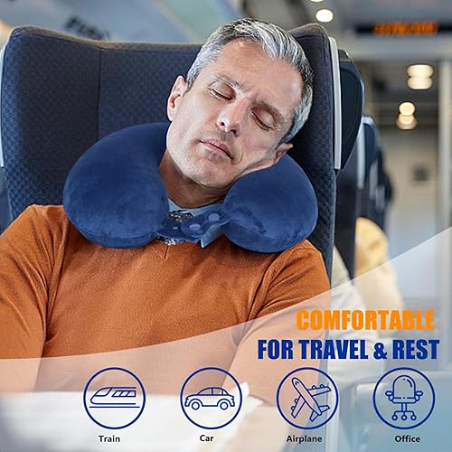 Miniatura 2 de SAIREIDER Almohada de viaje 100% espuma viscoelástica para el cuello de aviones, evita que las cabezas se caigan hacia adelante, almohadas de cuello