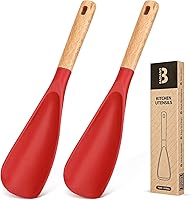 Vista 14 de Cuchara de cocina para utensilios de cocina antiadherentes, ideal para cocinar y servir silicona mate resistente sin BPA, cuchara con mango de Caqui