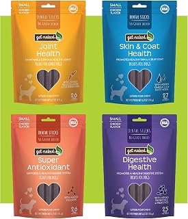 Get Naked Dental Sticks Grain-Free Chicken Flavor Dog Treats Variety Pack, Digestive Health + Skin & Coat + Joint Health + Super Antioxidant, Total 4 Bags, 24.8-oz, 64 Sticks