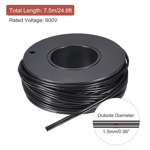 Miniatura 2 de MECCANIXITY Cable de cinta de silicona de 26 AWG, 2 pines, calibre 26, cable plano de silicona flexible, alambre de cobre estañado trenzado negro