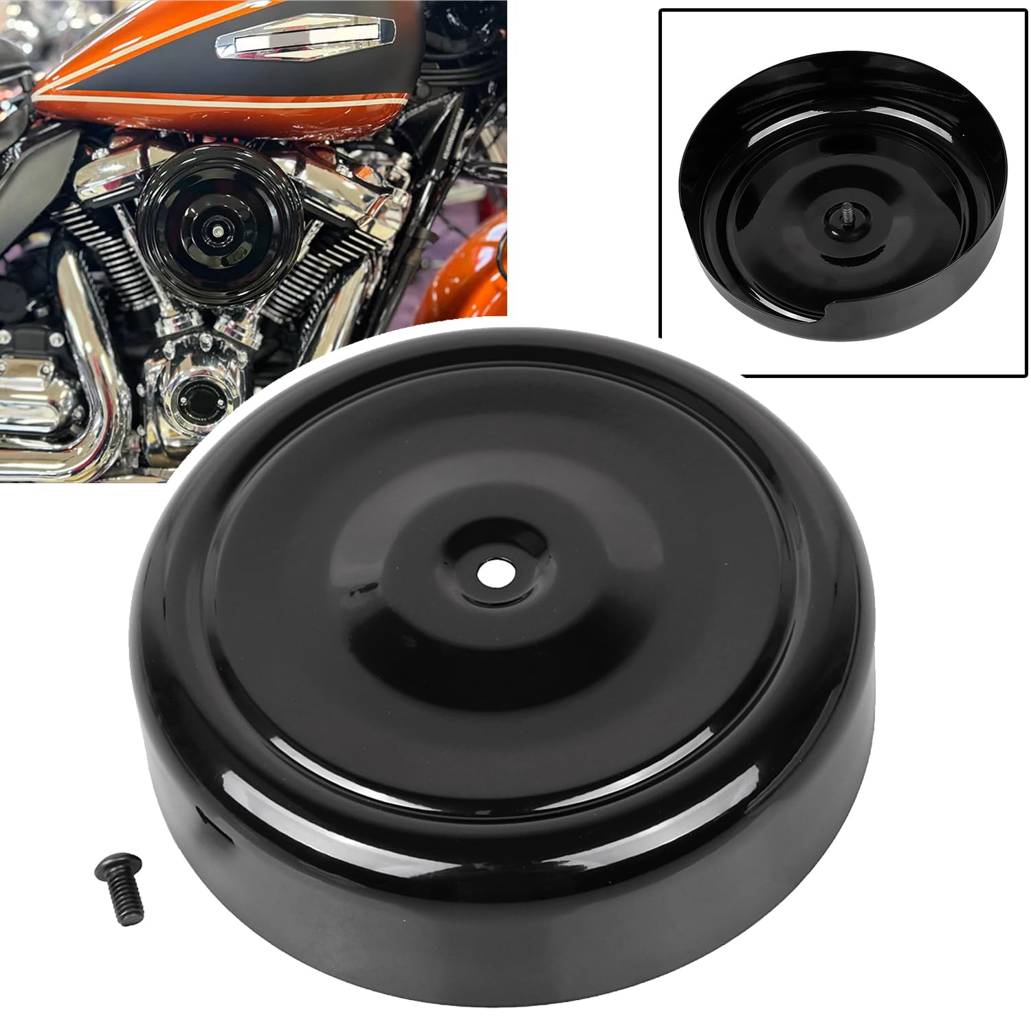 Negro Redondo Bobbed Estilo 8 pulgadas Tapa del filtro de aire para Harley Softail Deluxe FLSTN Fat Boy FLSTF FXST 2011-2017 Sportster 1200/883 1200V 2012-2023