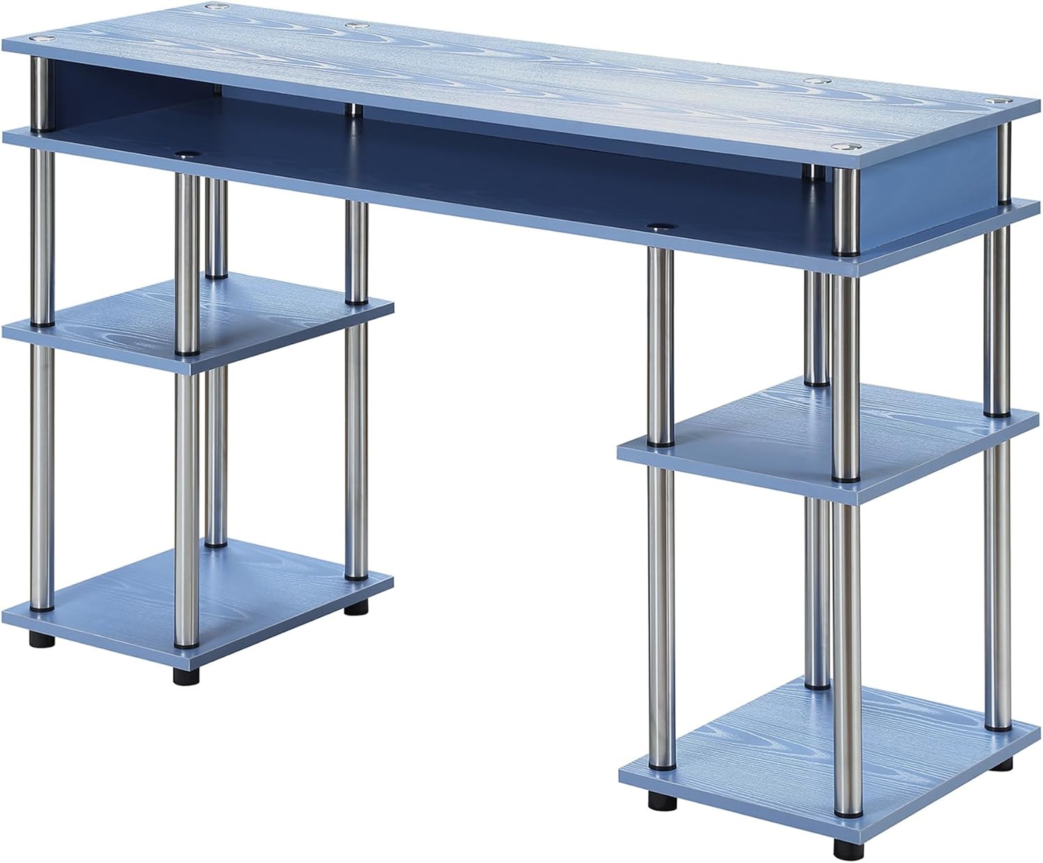 Blue Wood Desk with Drawer and Keyboard Tray, 48 in