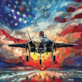 GUMRYSU Paint by Numbers Kit for Adults Beginners US Air Force Flag Fighter 5 Acrylic Adult Paint by Number Kits on Canvas Digital Oil Number Painting Kits for Home Decor Gift 16"x20"